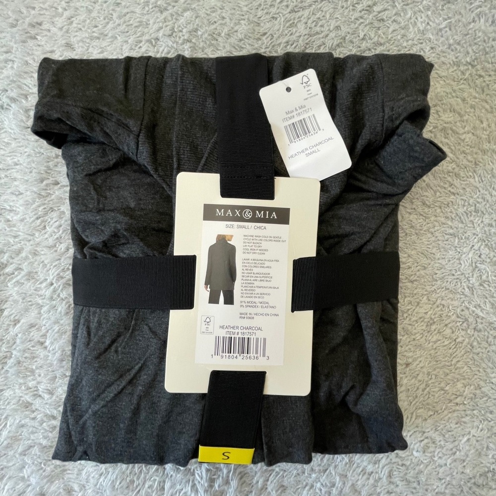 Max & Mia Heather Charcoal Drape Front Cardigan Small NWT Soft Modal Blend‎ - Picture 4 of 9
